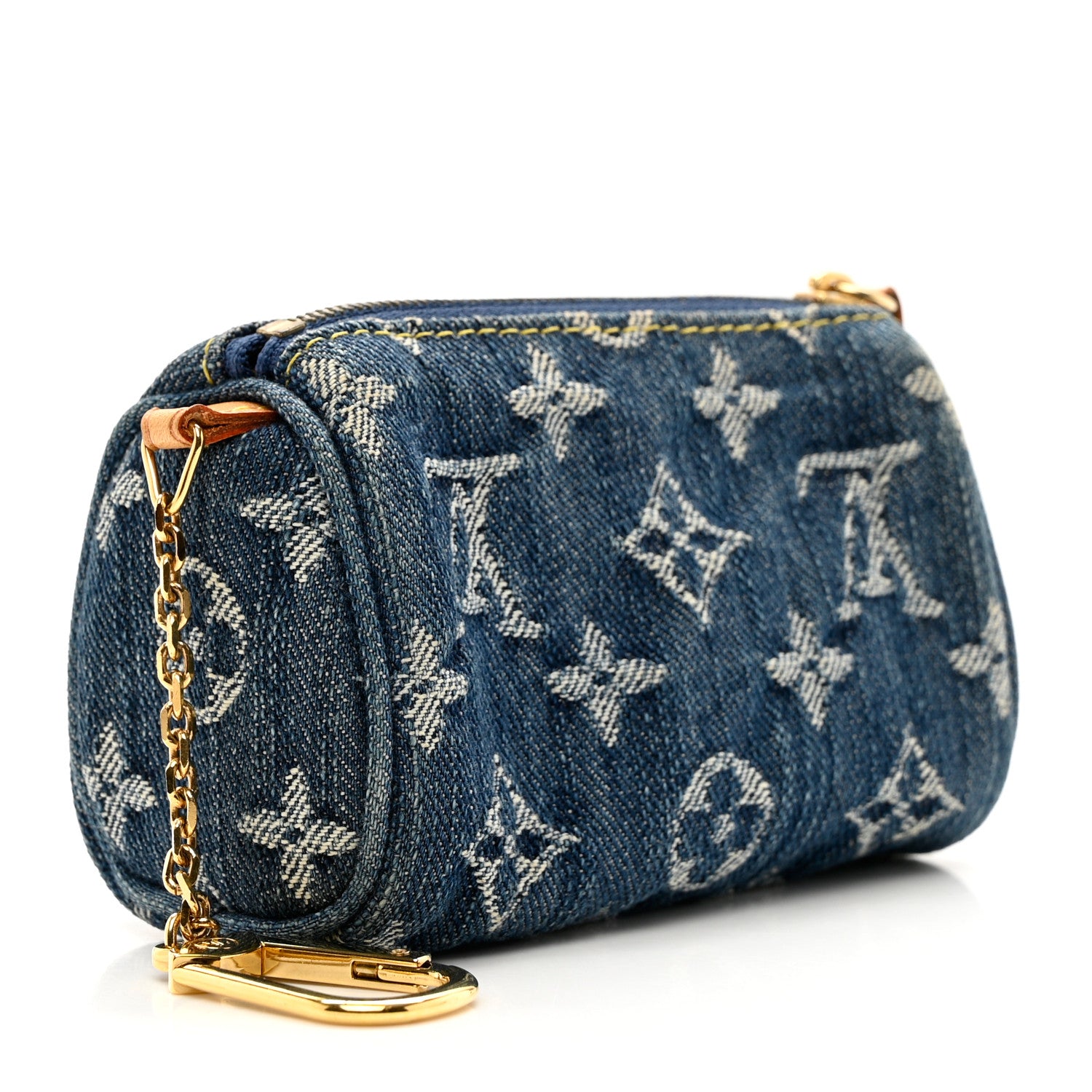 Louis Vuitton Monogram Denim Pochette Speedy PM Key Holder Blue 3 of 6