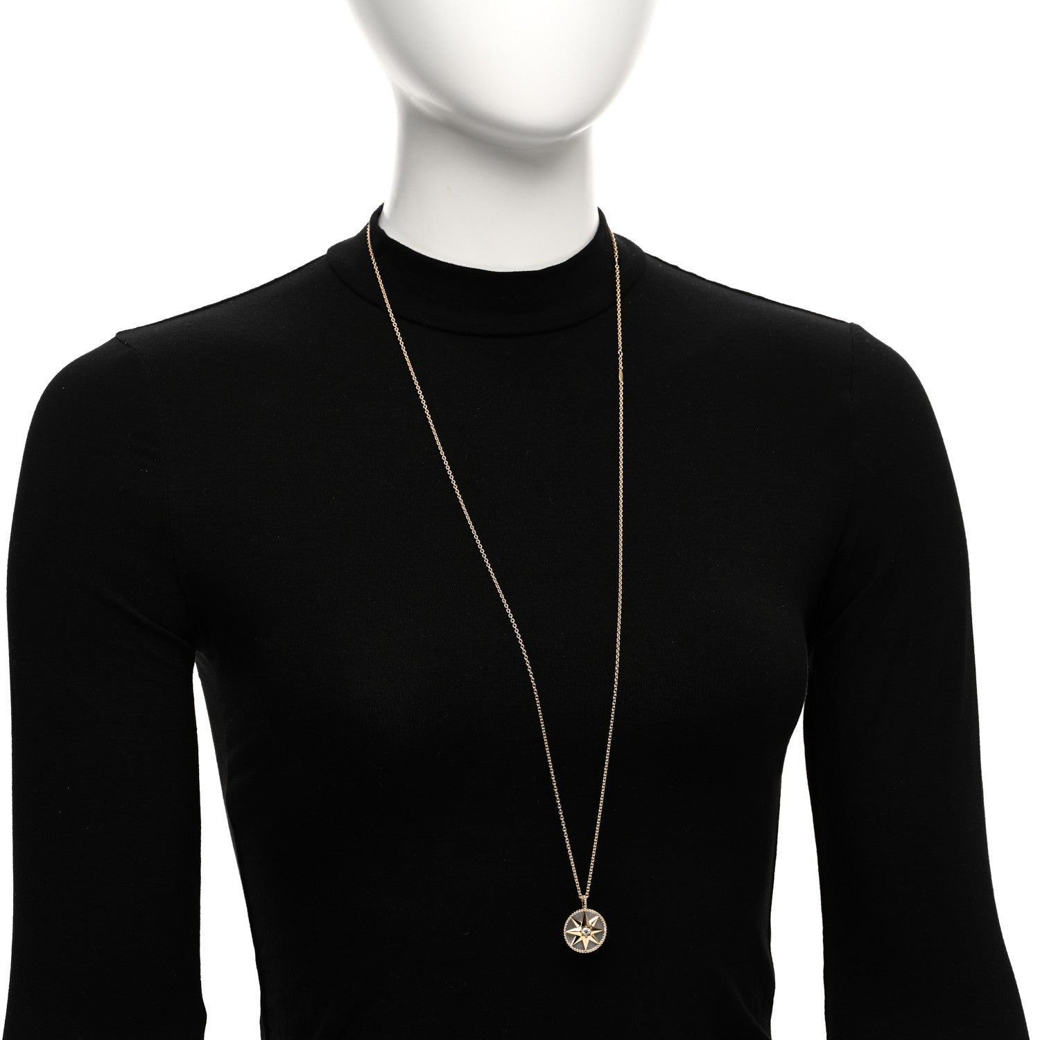 Christian Dior 18K Yellow Gold Diamond Mother of Pearl Rose Des Vents Medallion Necklace 2 of 6