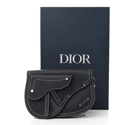 Christian Dior X KAWS Grained Calfskin Saddle Pouch Navy Blue 11 of 11