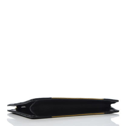 Chanel Lambskin Metallic Calfskin Crocodile Embossed Clutch Black Gold 4 of 9