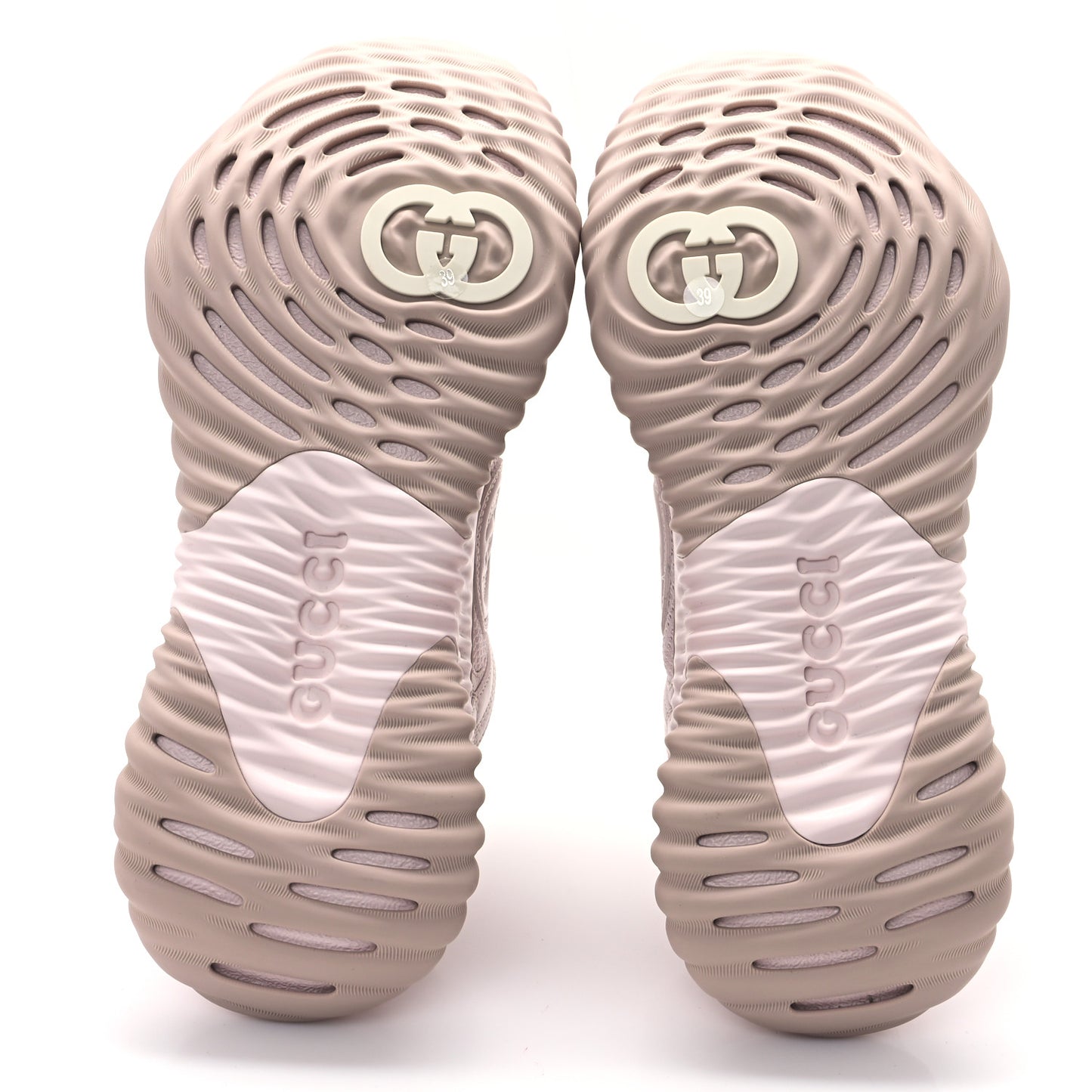 Calfskin Interlocking G Ripple Womens Platform Sneakers 39 Light Pink