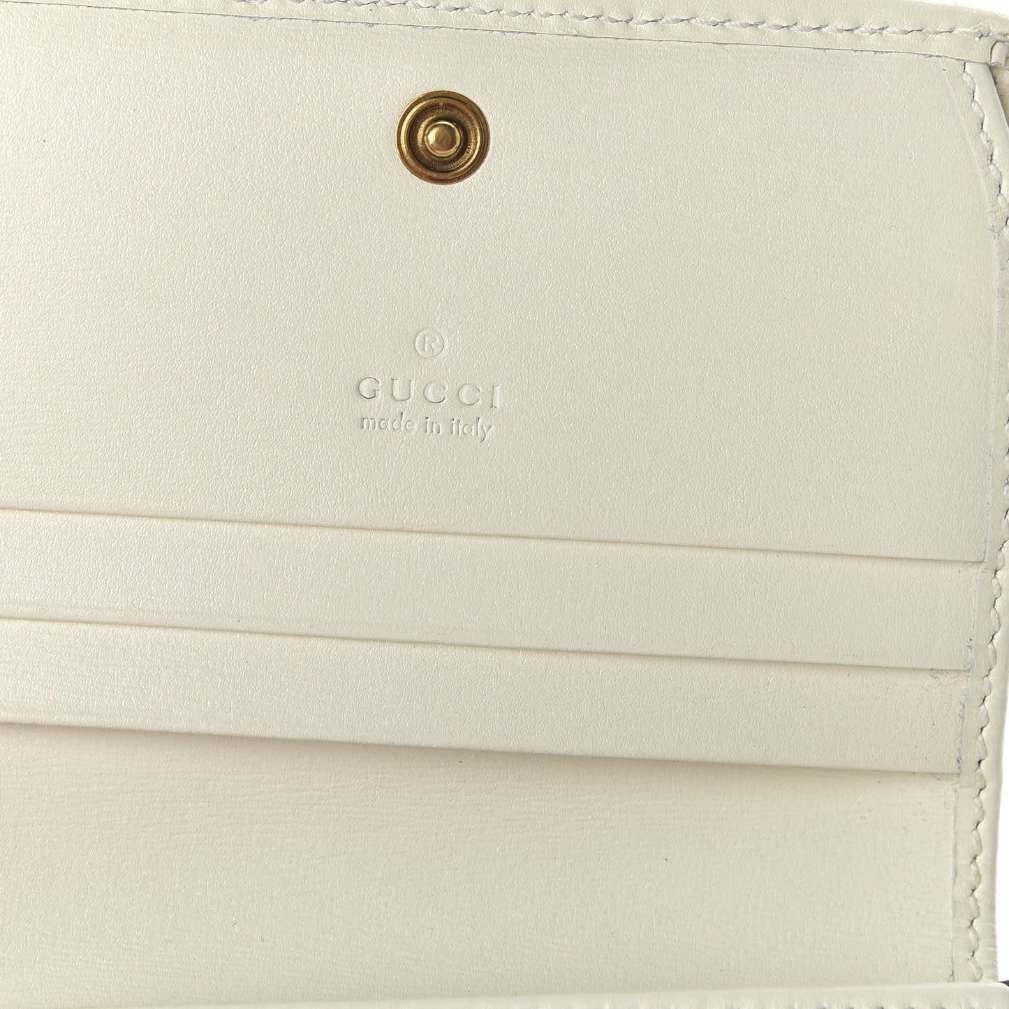 Calfskin Web Trapuntata GG Card Case Wallet Off White