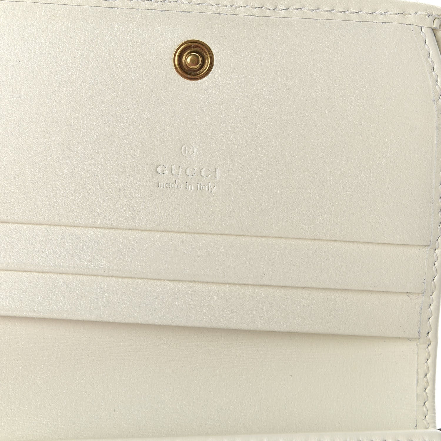 Gucci Calfskin Web Trapuntata GG Card Case Wallet Off White 7 of 8
