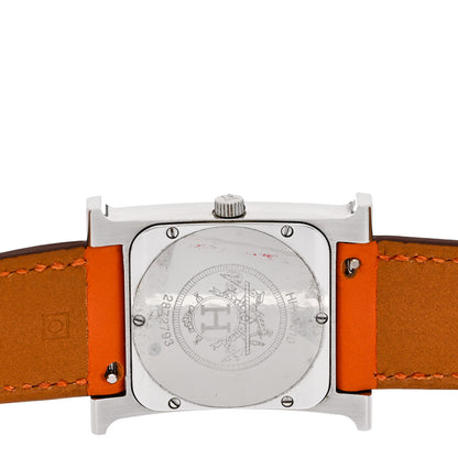 Hermes Stainless Steel Swift 26mm Heure H Hour Quartz Watch Orange 4 of 8