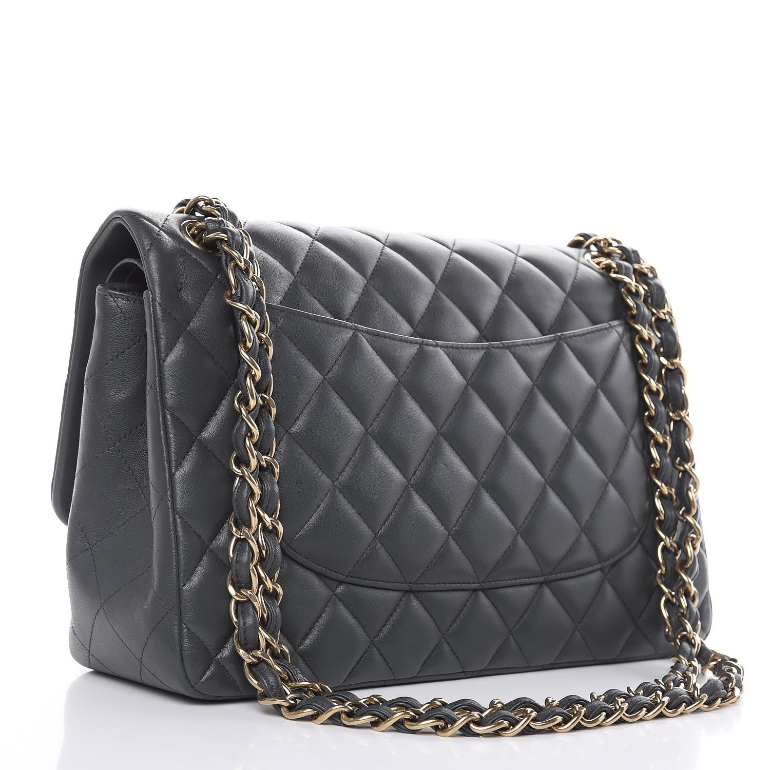 Chanel Lambskin Quilted Jumbo Double Flap Grey 3 of 15