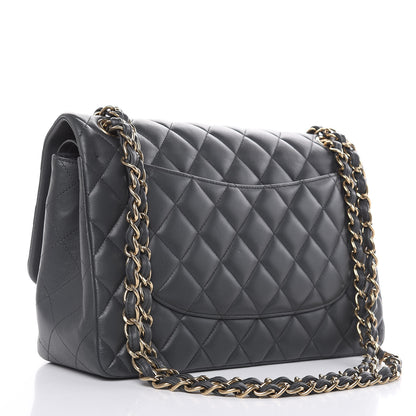 Chanel Lambskin Quilted Jumbo Double Flap Grey 3 of 15