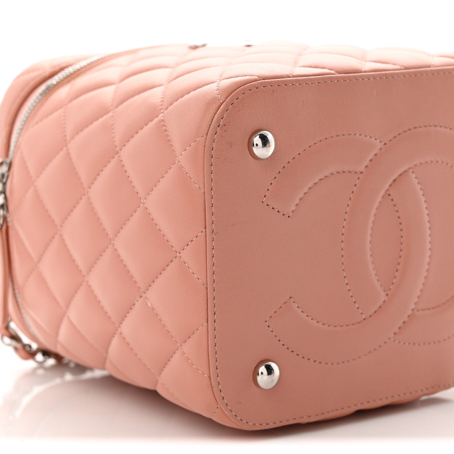 Chanel Lambskin Quilted Top Handle Vanity Case With Chain Light Pink 9 of 10
