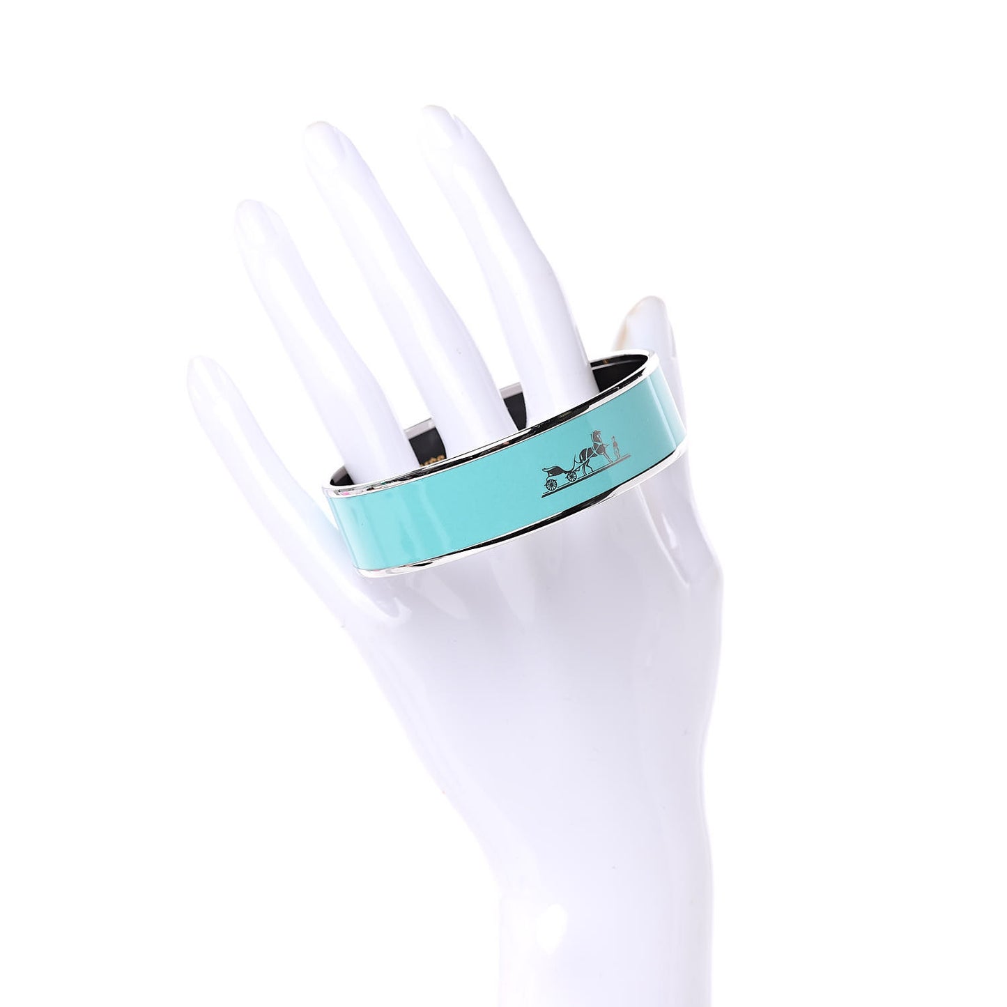 Enamel Printed Wide Caleche Bracelet 70 Bleu Atoll