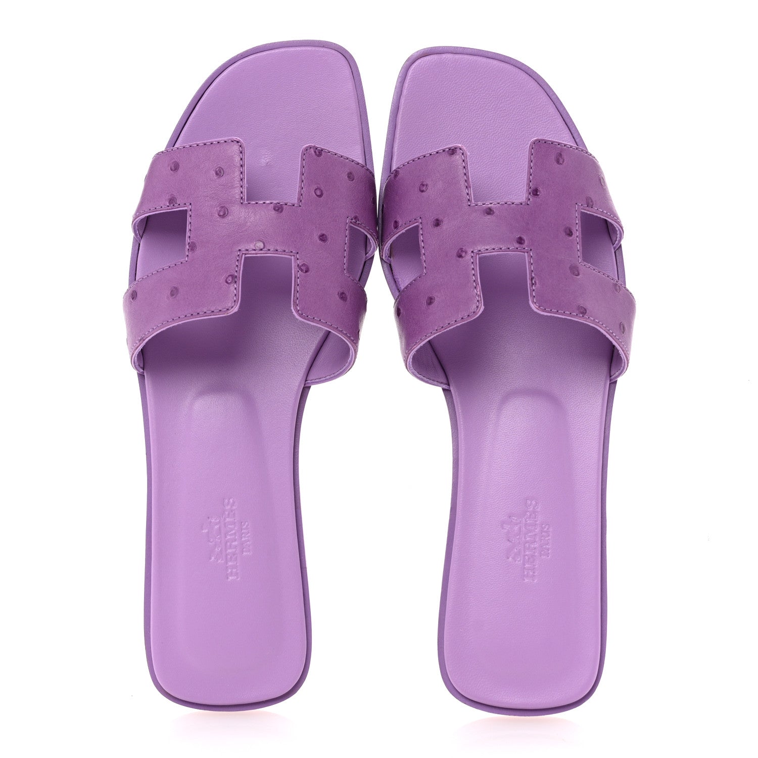 Hermes Ostrich Oran Sandals 38 Violet 2 of 10