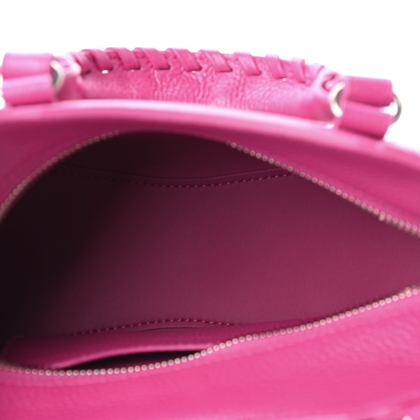 Grained Calfskin Neo Classic Silver Hardware Mini City Fuchsia