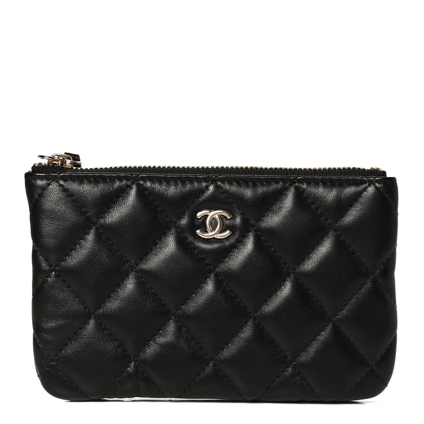 Lambskin Quilted Small No. 5 Cosmetic Case Black
