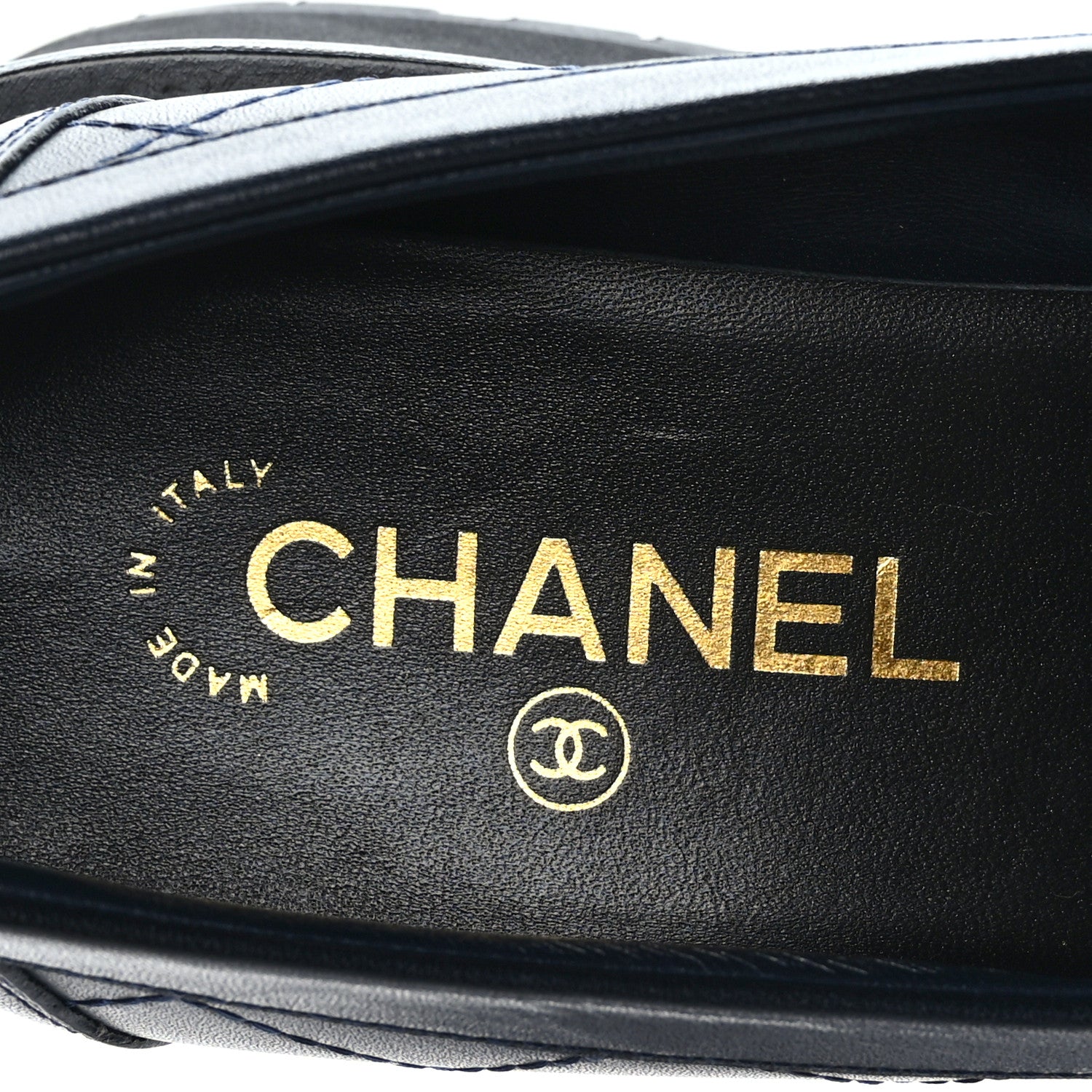 Chanel Calfskin Quilted CC Mocassin Loafers 39 Navy Blue 8 of 8