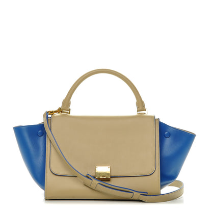 Celine Smooth Calfskin Small Bi-Color Trapeze Beige Blue 1 of 7