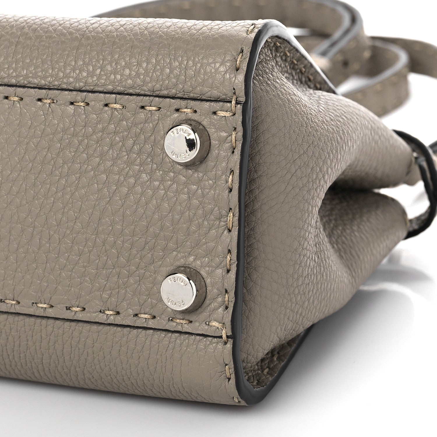 Fendi Cuoio Romano Snakeskin Selleria Mini Peekaboo Iconic Satchel Corda White 9 of 9