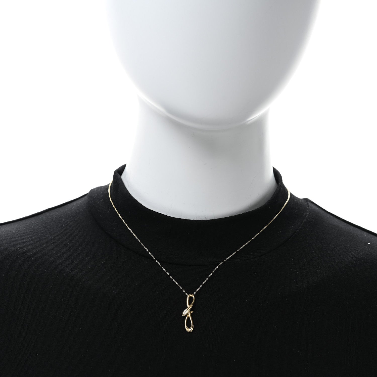 Tiffany 18K Yellow Gold Elsa Peretti Letter F Pendant Necklace 3 of 4