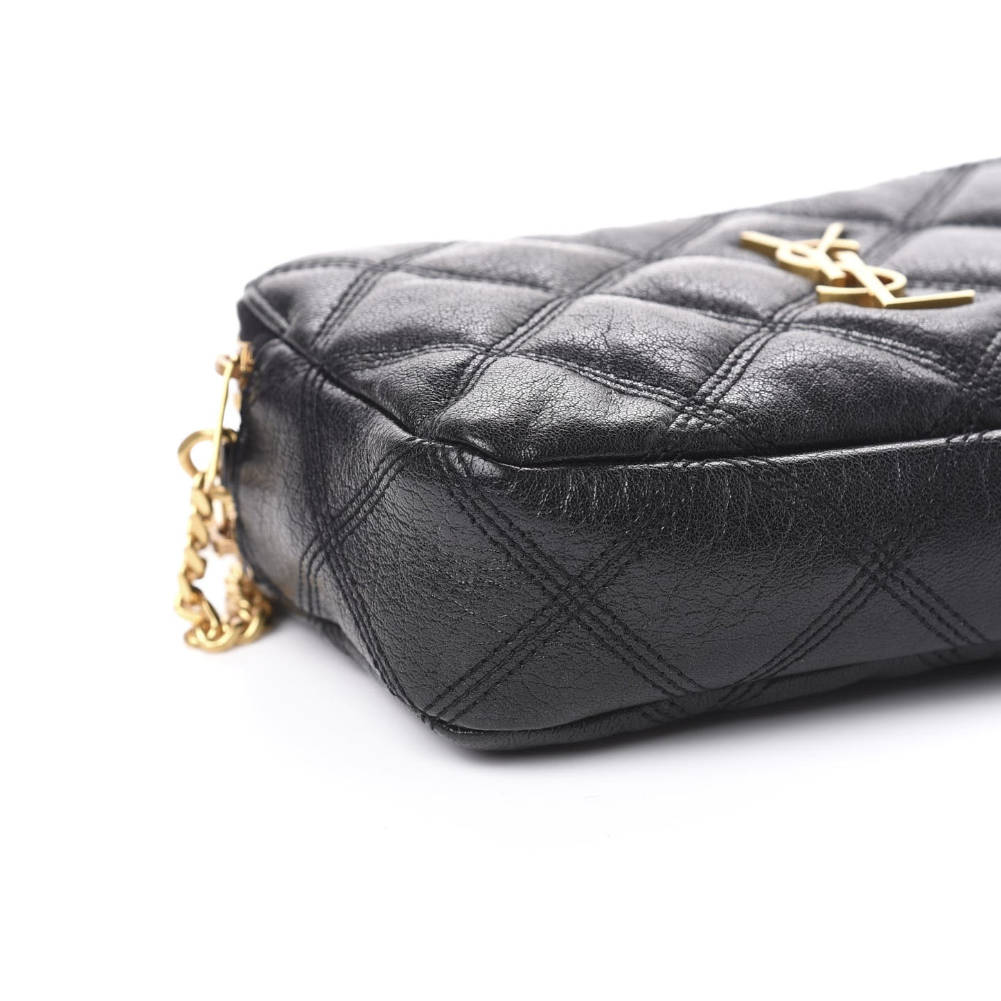 Grained Lambskin Quilted Mini Becky Double Zip Bag Black