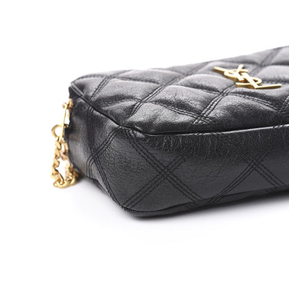 Saint Laurent Grained Lambskin Quilted Mini Becky Double Zip Bag Black 10 of 12