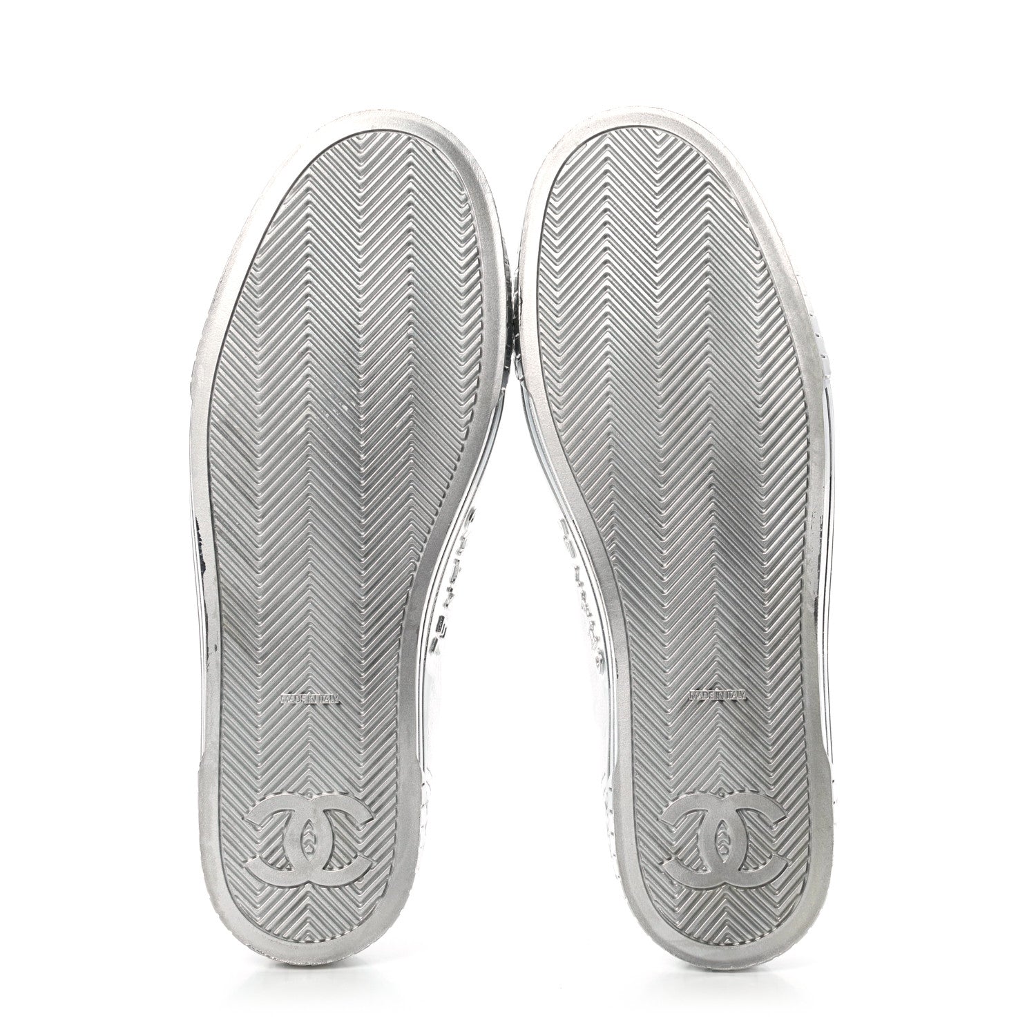 Chanel Laminated Lambskin Sneakers 39 Silver 5 of 8