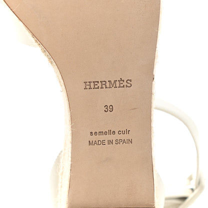 Hermes Goatskin Elda Espadrille Wedge Sandals 39 White 6 of 9