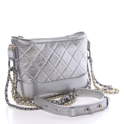 Chanel Metallic Aged Calfskin Quilted Small Gabrielle Hobo Silver 3 of 11