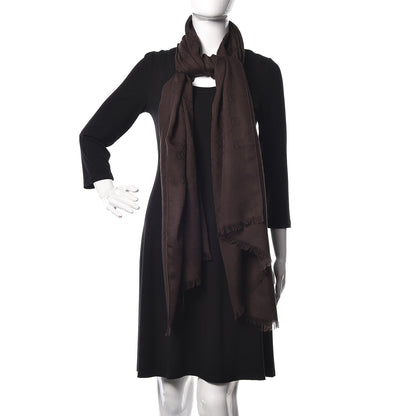 Gucci Wool Silk GG Monogram GGNat Plus Scarf Coffee 2 of 3