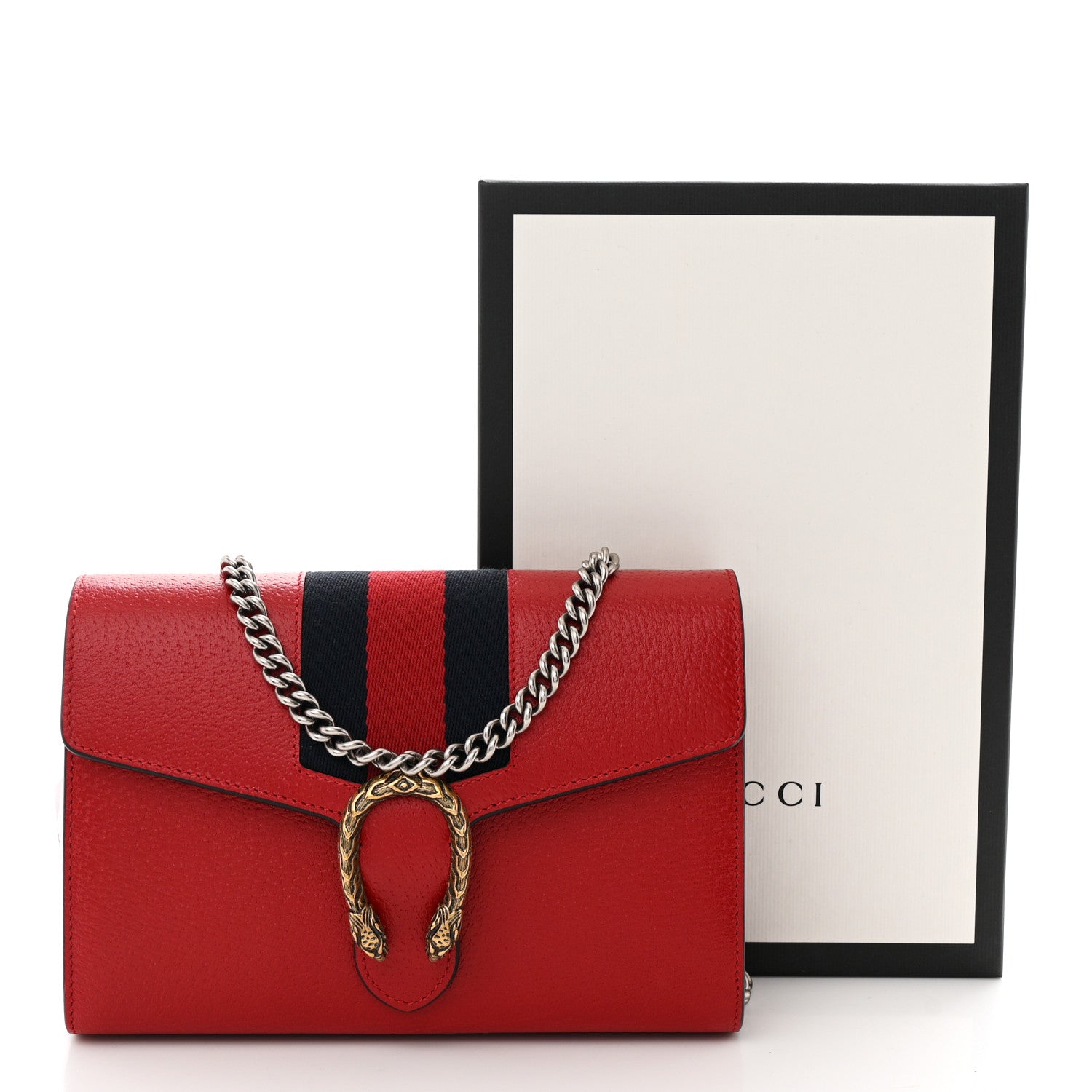 Gucci Calfskin Web Mini Dionysus Chain Wallet Hibiscus Red 12 of 12