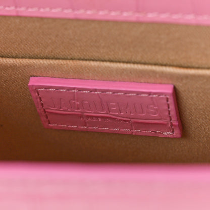 Jacquemus Calfskin Crocodile Embossed Le Chiquito Moyen Pink 6 of 8