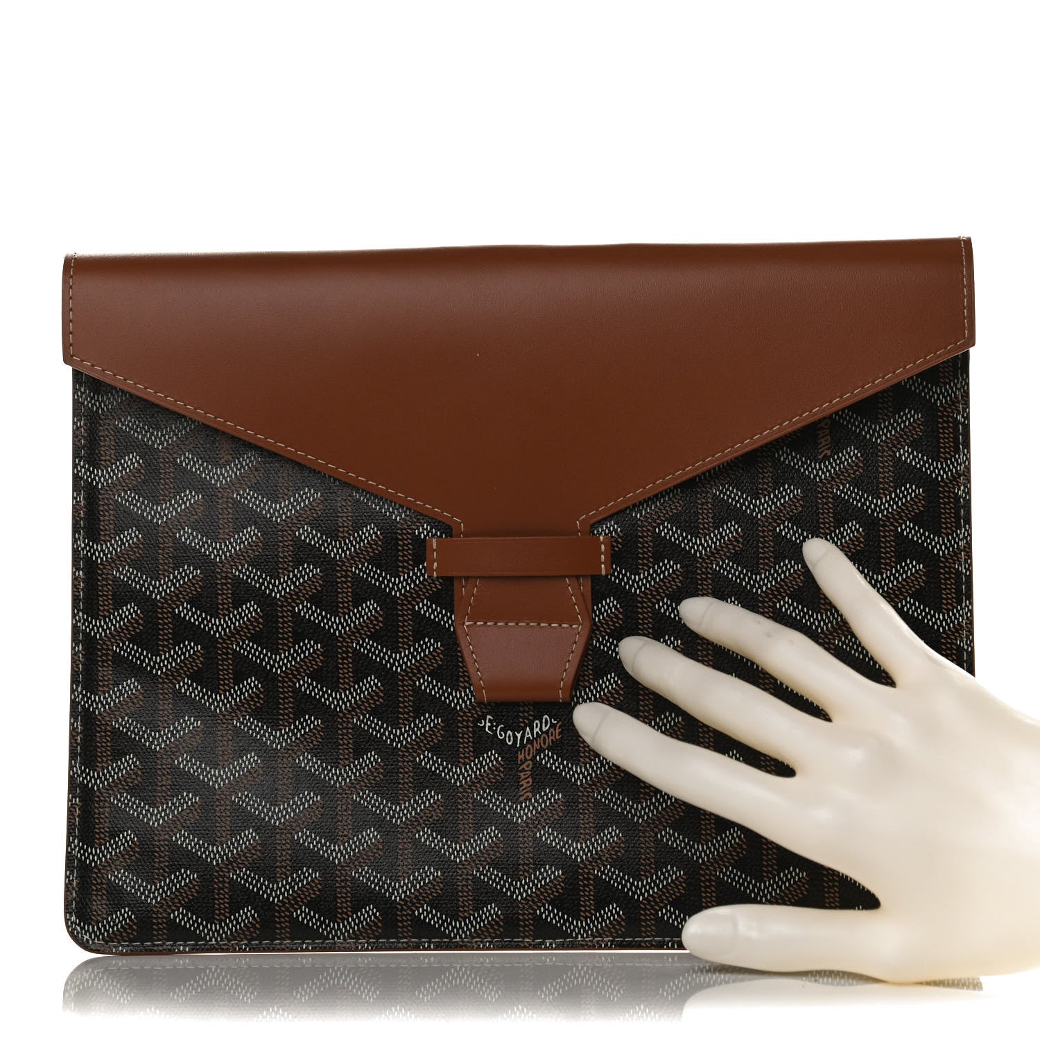 Goyard Goyardine Commando Envelope 2 Flat Large Pouch Black Gold 2 of 9