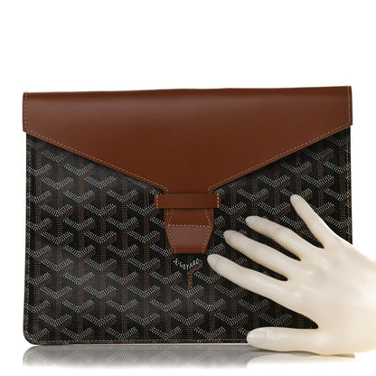 Goyard Goyardine Commando Envelope 2 Flat Large Pouch Black Gold 2 of 9