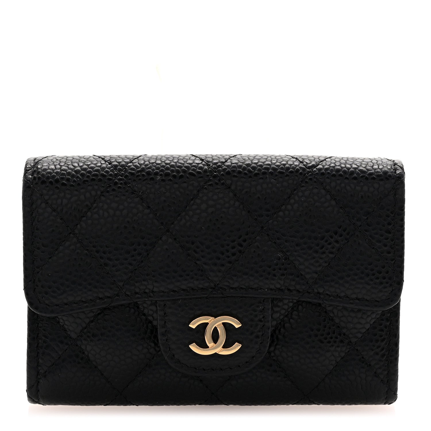 Chanel Caviar Quilted Flap Card Holder Wallet Black 1 of 9
