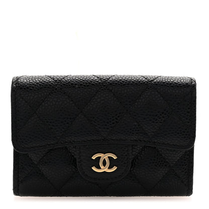 Chanel Caviar Quilted Flap Card Holder Wallet Black 1 of 9