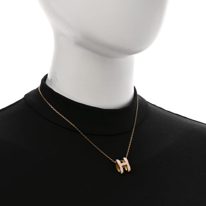 Hermes Lacquered Gold Pop H Pendant Necklace  Rose Dragee 2 of 7