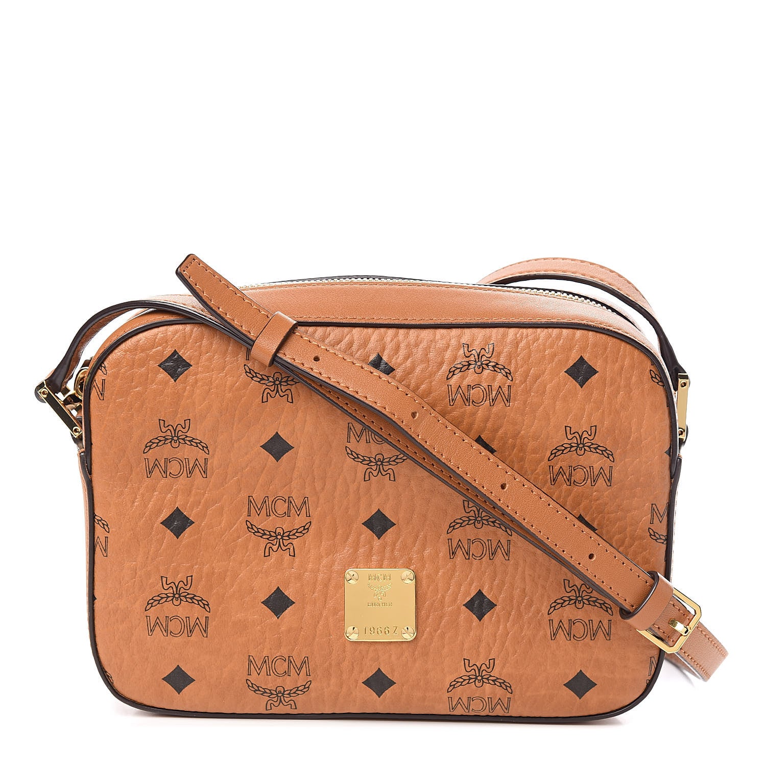 MCM Visetos Camera Crossbody Bag Cognac 1 of 9