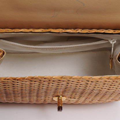Chanel Straw Bag w Tortoise CC Lock 7 of 10