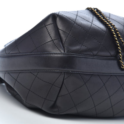 Chanel Calfskin Stitched Medium Drawstring CC Bag Black 7 of 9
