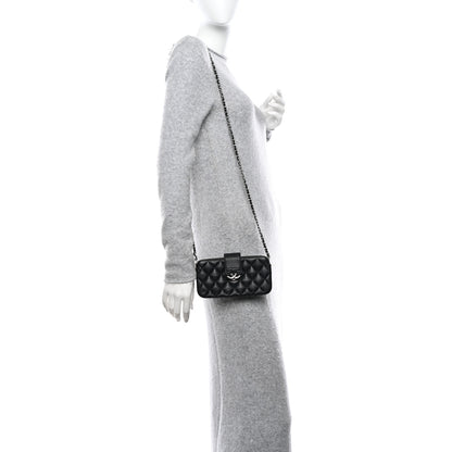 Chanel Lambskin Quilted CC Box Clutch With Chain Black 2 of 17
