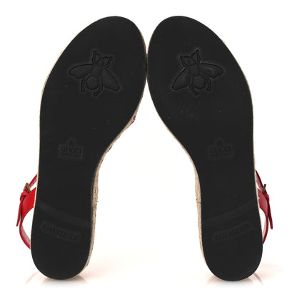 Gucci Cotton Malaga Kid Crochet Pearly GG Lilibeth Espadrille Platform Sandals 39 Hibiscus Red 7 of 11