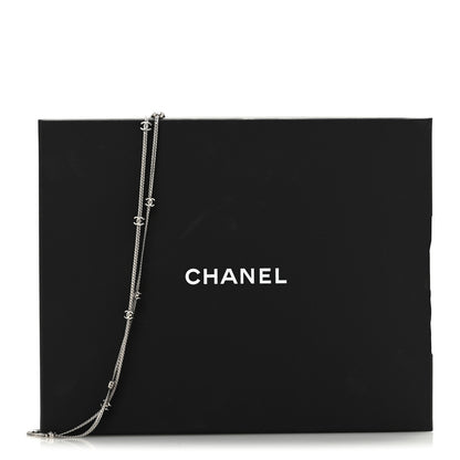 Chanel Metal CC Long Chain Necklace Silver 6 of 6