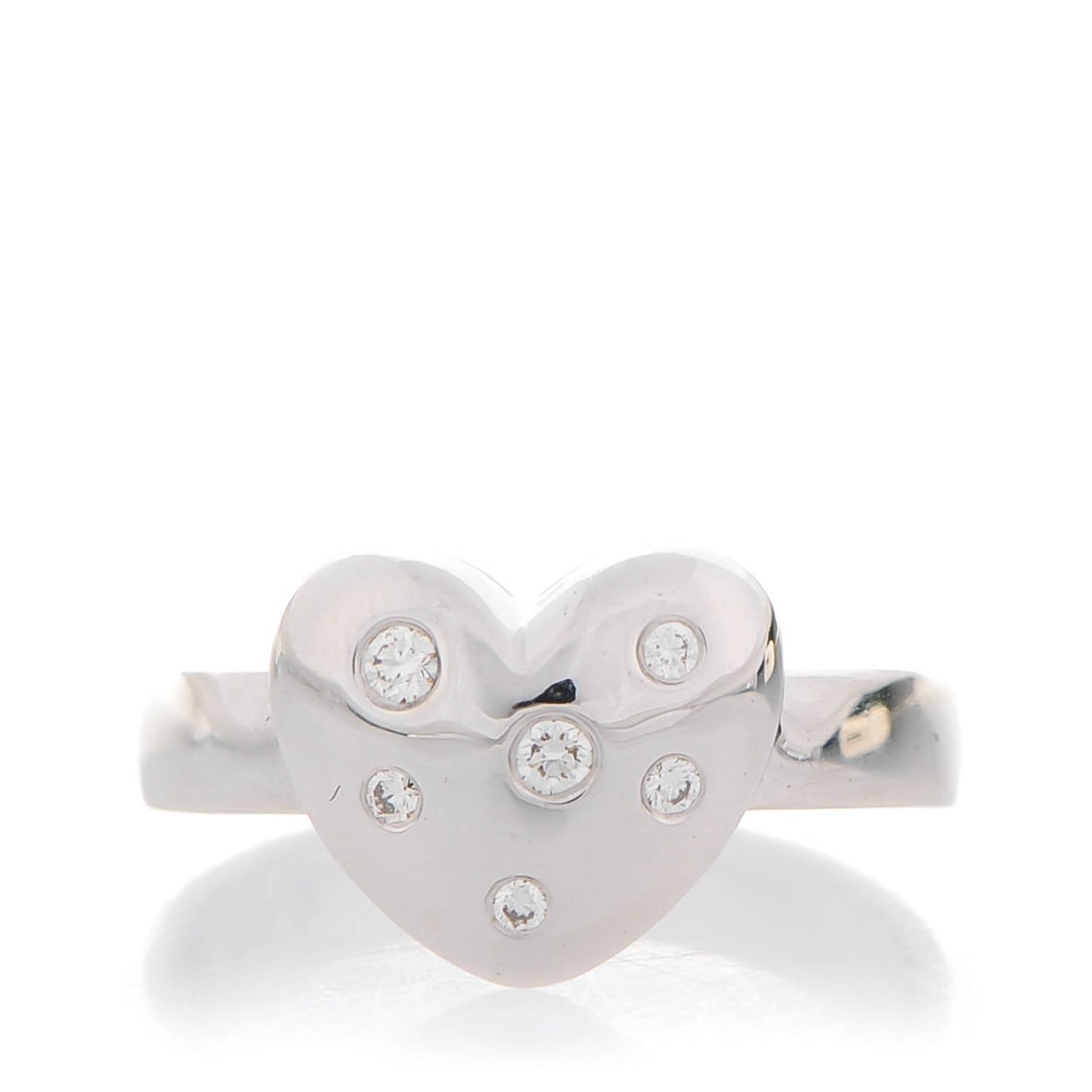 18K White Diamond Etoile Heart Band Ring 5
