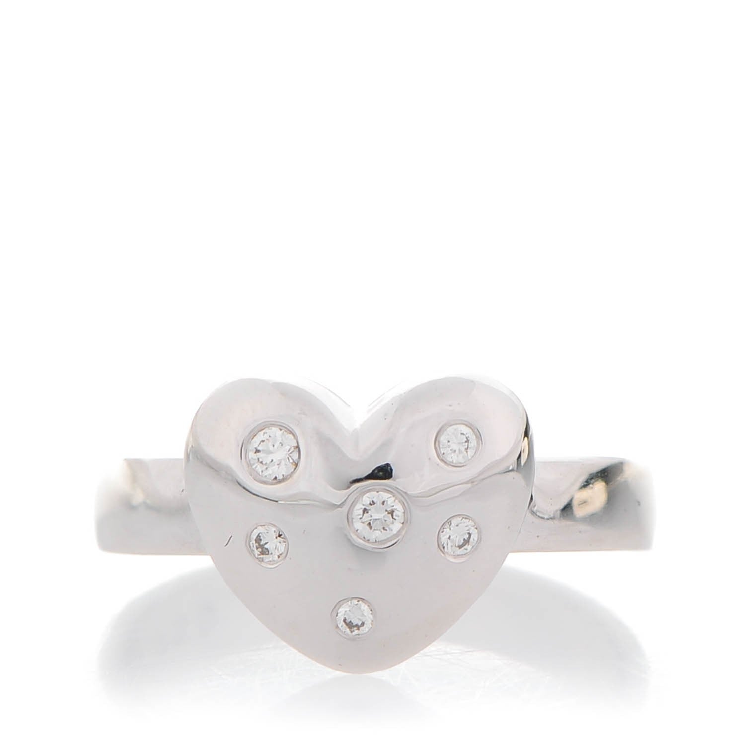 Tiffany 18K White Diamond Etoile Heart Band Ring 5 1 of 7