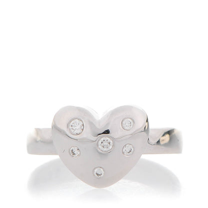 Tiffany 18K White Diamond Etoile Heart Band Ring 5 1 of 7