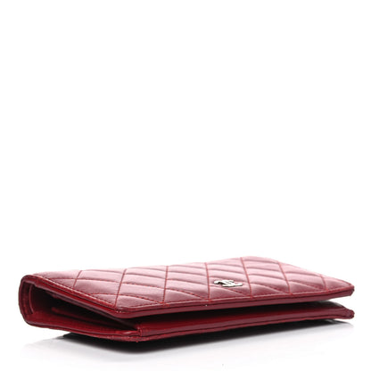 Chanel Lambskin Quilted Yen Wallet Red 3 of 12