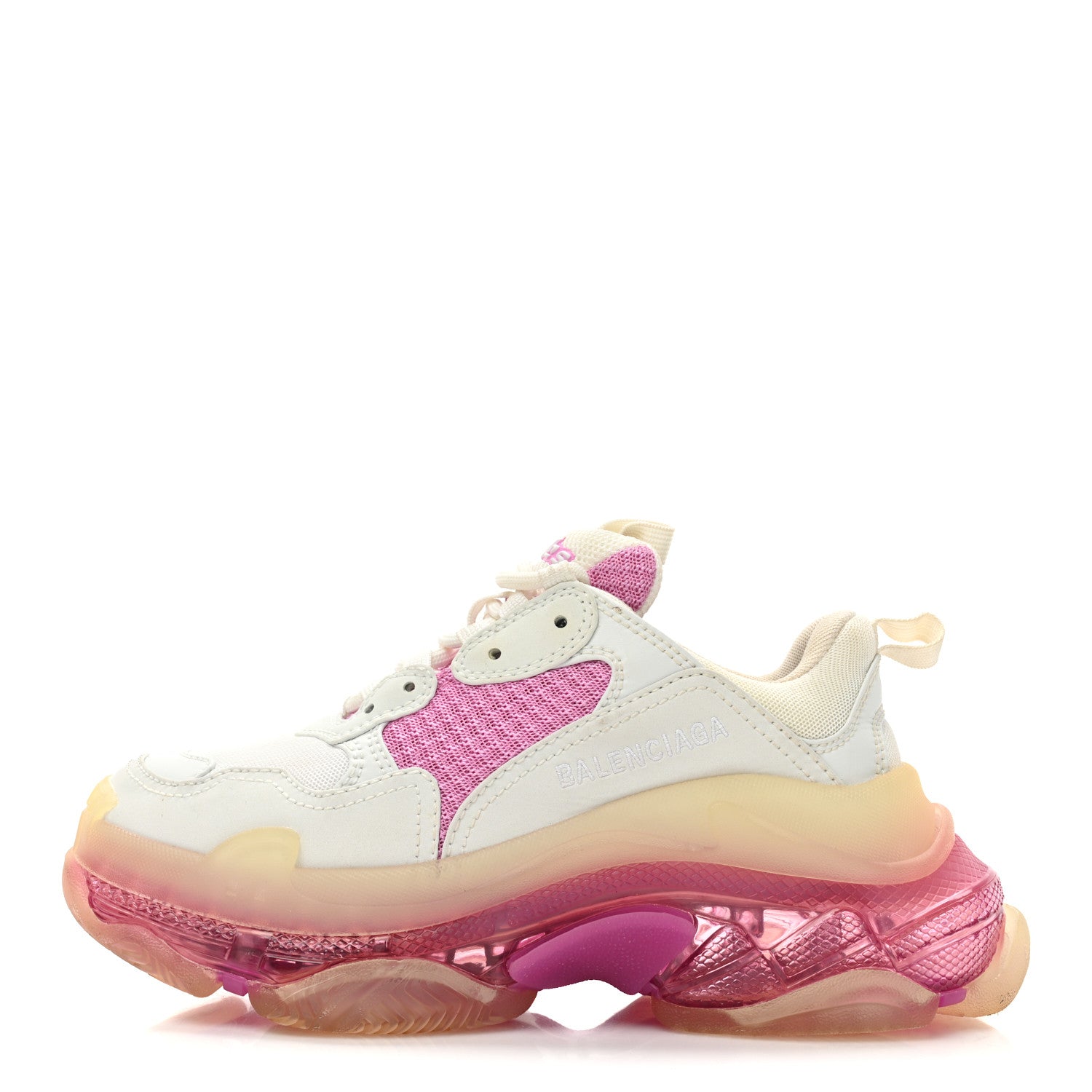 Balenciaga Fabric Mesh Clear Sole Womens Triple S Sneakers 36 White Pink 1 of 9