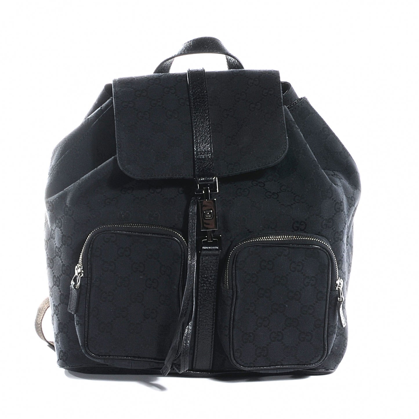 GG Monogram Single Buckle Backpack Black