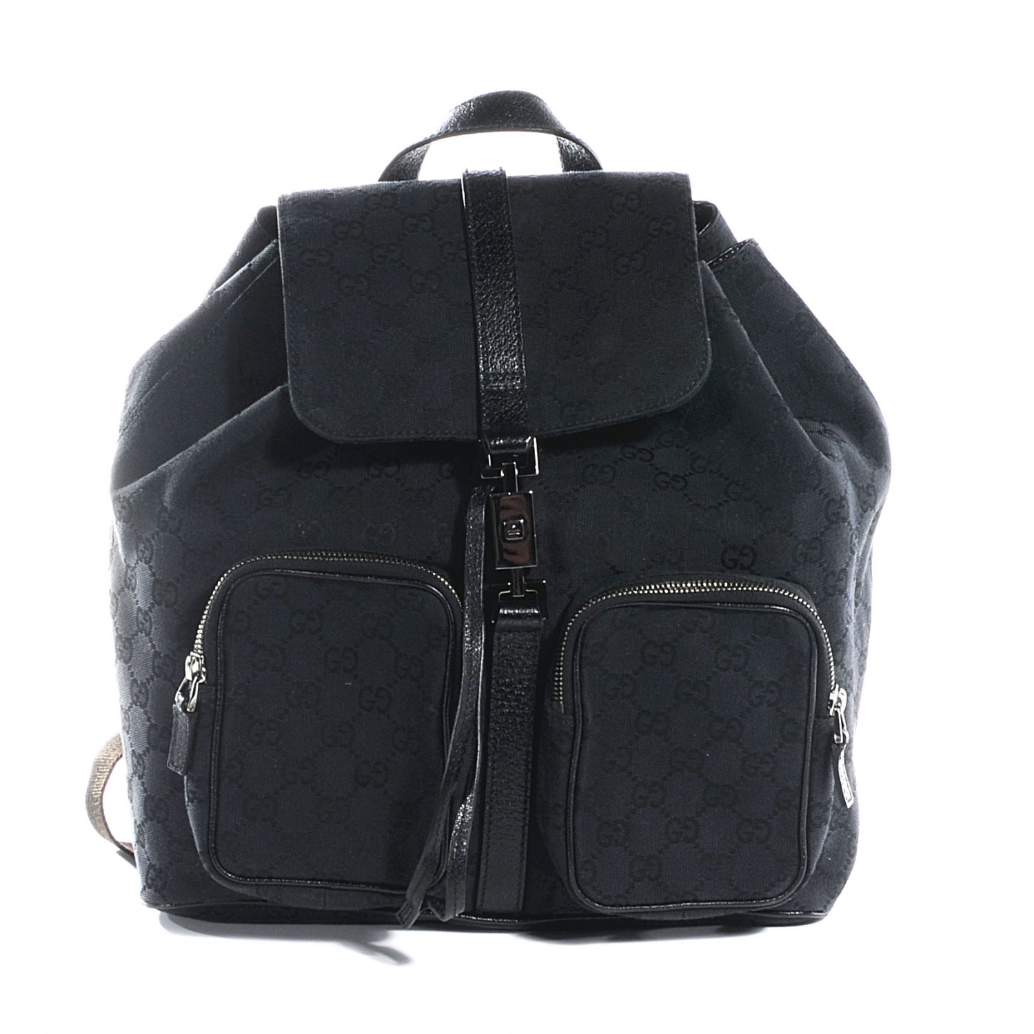 Gucci GG Monogram Single Buckle Backpack Black 1 of 10