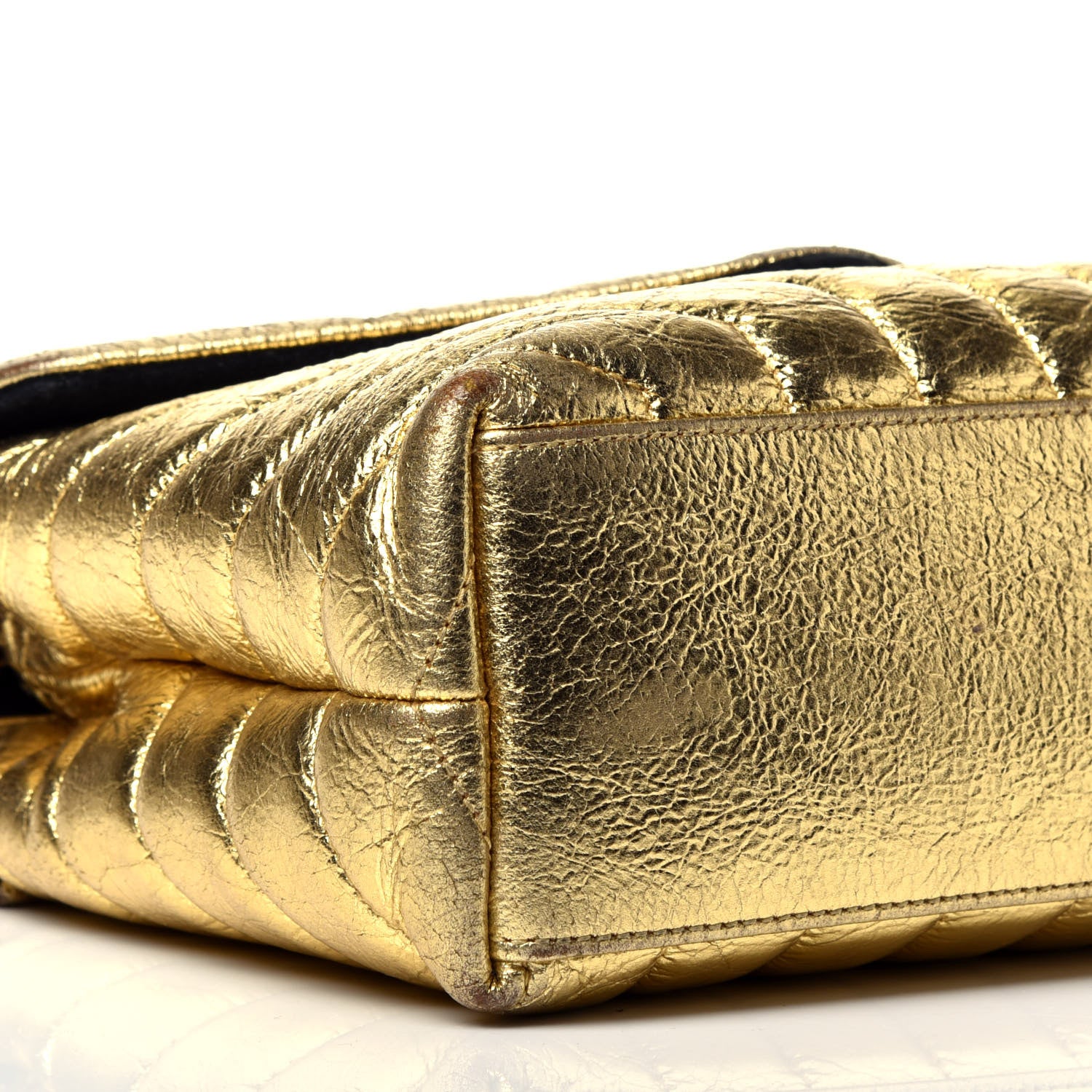 Saint Laurent Metallic Calfskin Y Quilted Small Loulou Monogram Chain Satchel Gold 8 of 9