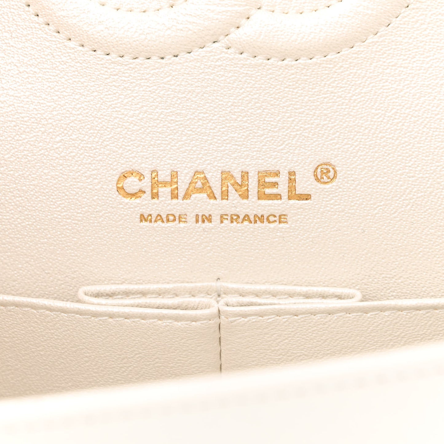 Iridescent Calfskin Quilted Medium Double Flap White