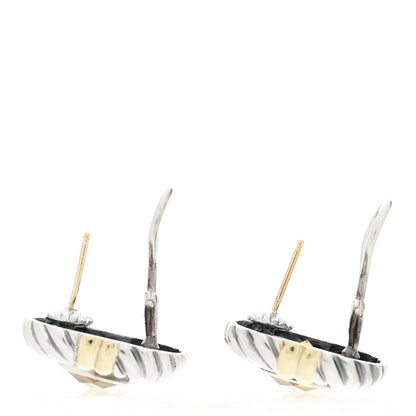 David Yurman Sterling Silver 14K Yellow Gold Citrine 11mm Cable Earrings 3 of 4
