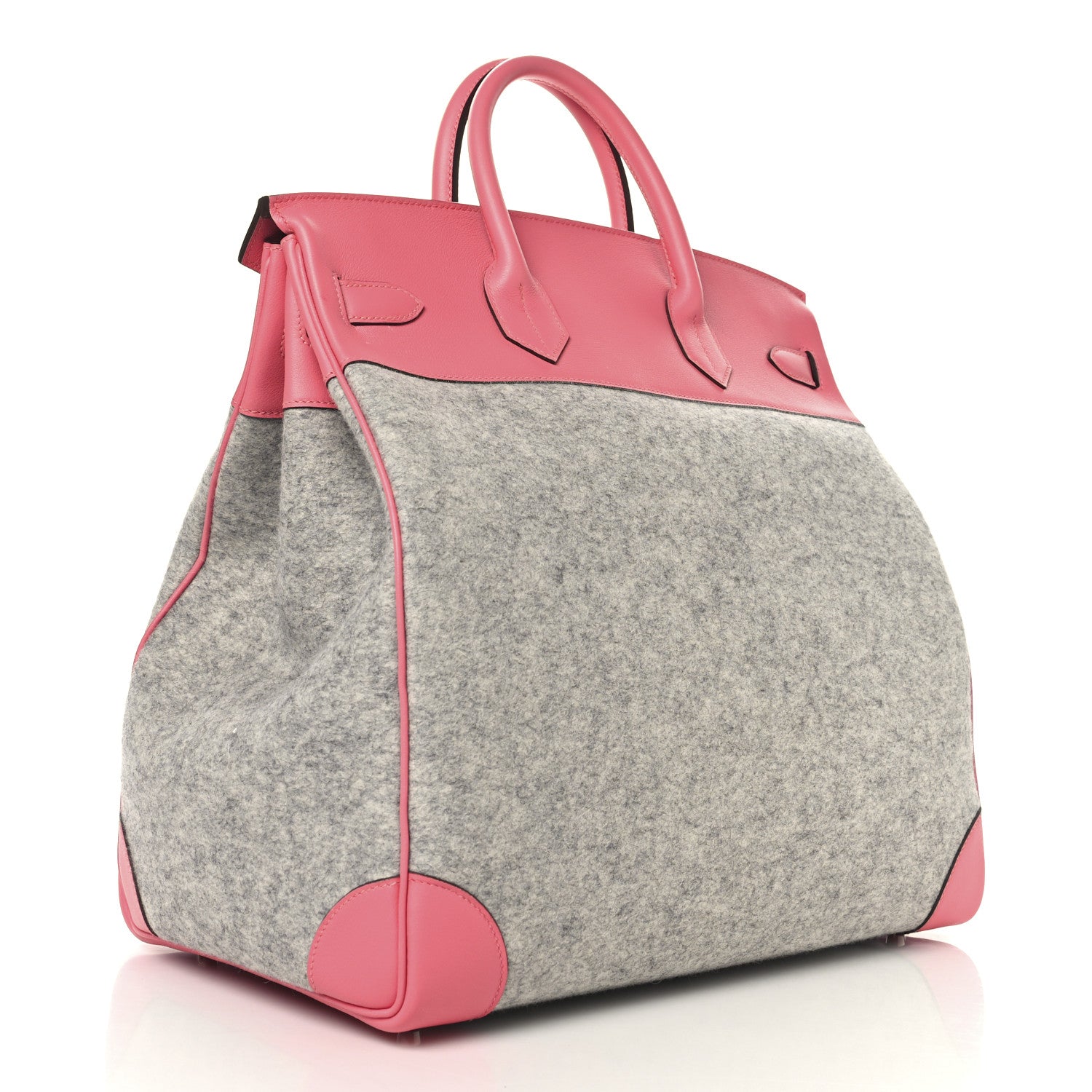 Hermes Evercolor Todoo Feutre HAC Birkin 40 Gris Clair Rose Azalee 2 of 13