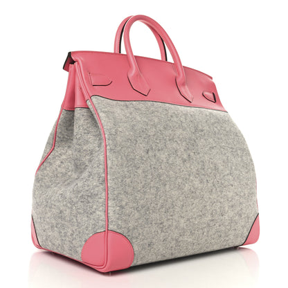 Hermes Evercolor Todoo Feutre HAC Birkin 40 Gris Clair Rose Azalee 2 of 13
